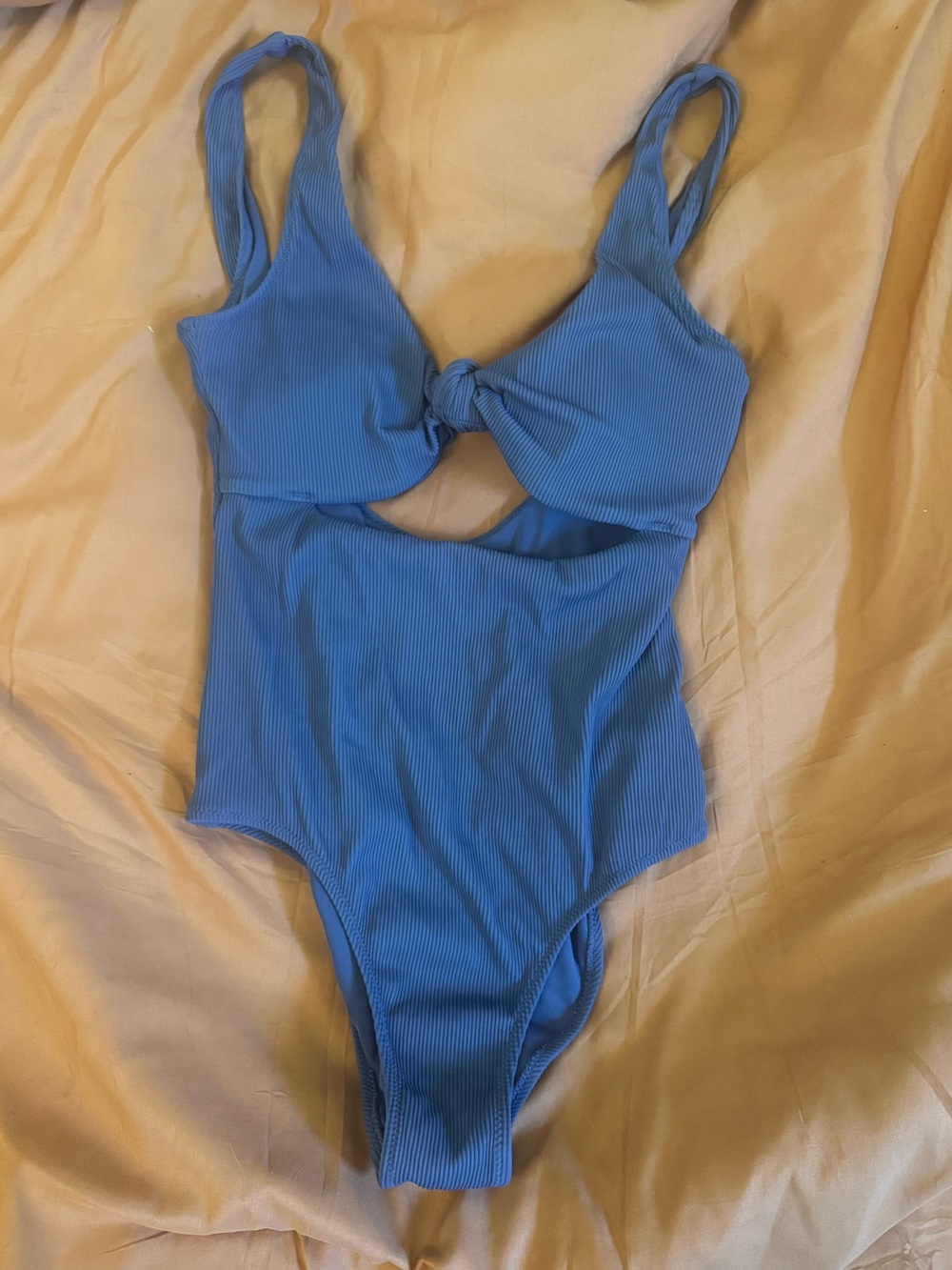 aerie Navy Ribbed One-Piece Swimsuit with Front Twist